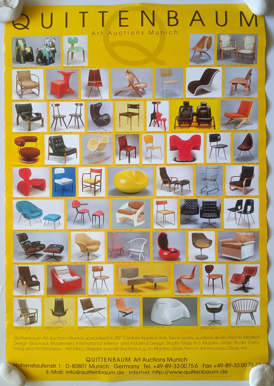 Quittenbaum Art Auctions Munich – plakat med 60 designstole (ca. 2000)