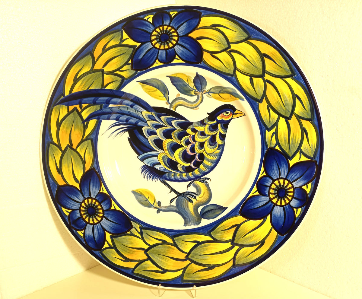 Royal Copenhagen Blue Pheasant vægfad – detalje