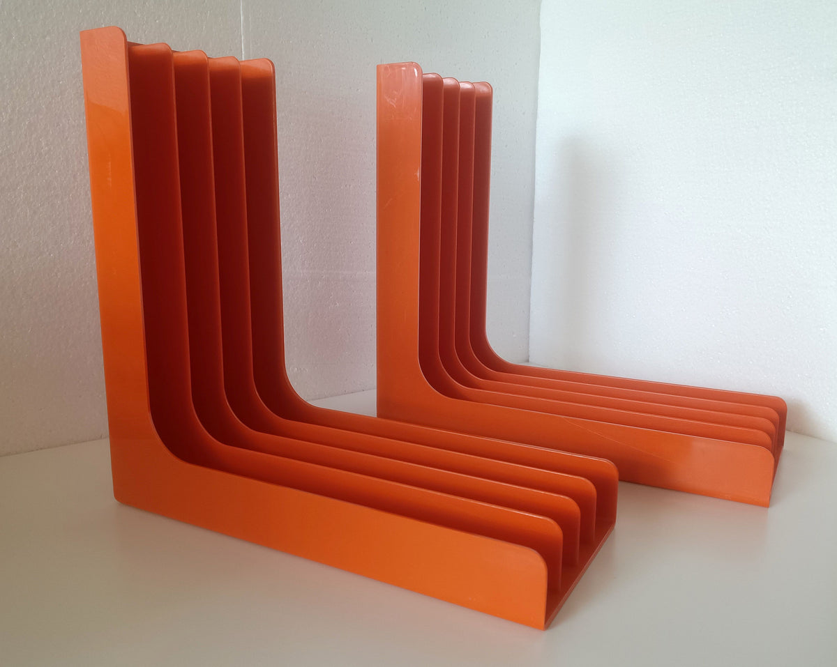Gustavsberg vinylholdere i orange plast, 1970'erne