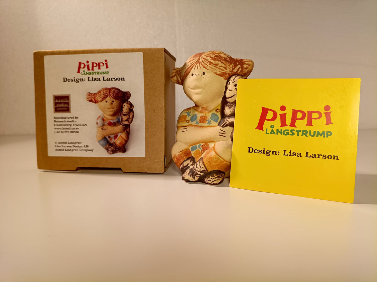 Lisa Larson Pippi Langstrømpe keramikfigur med original æske