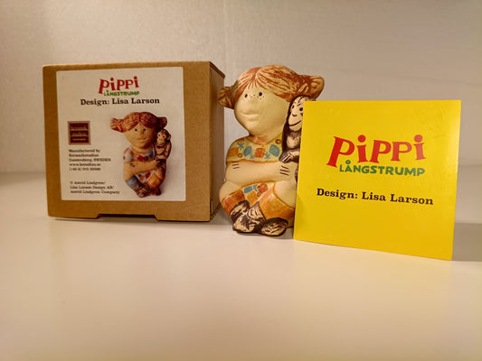 Lisa Larson Pippi Langstrømpe keramikfigur med original æske