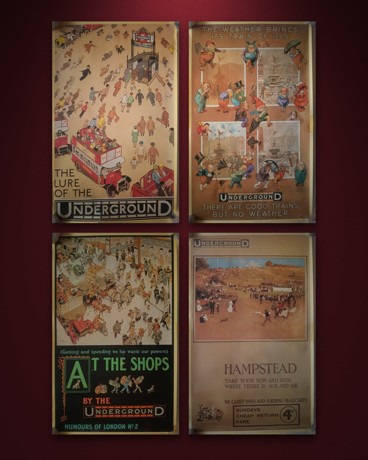 London Underground – sæt af 4 plakater (Athena, London 1978)