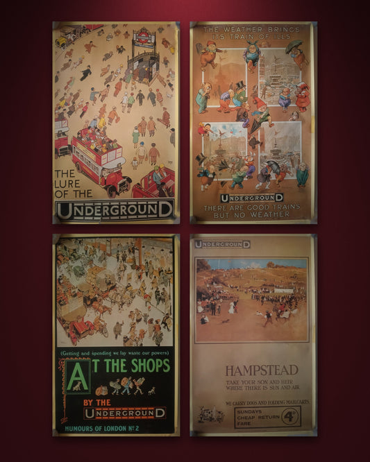London Underground – sæt af 4 plakater (Athena, London 1978)